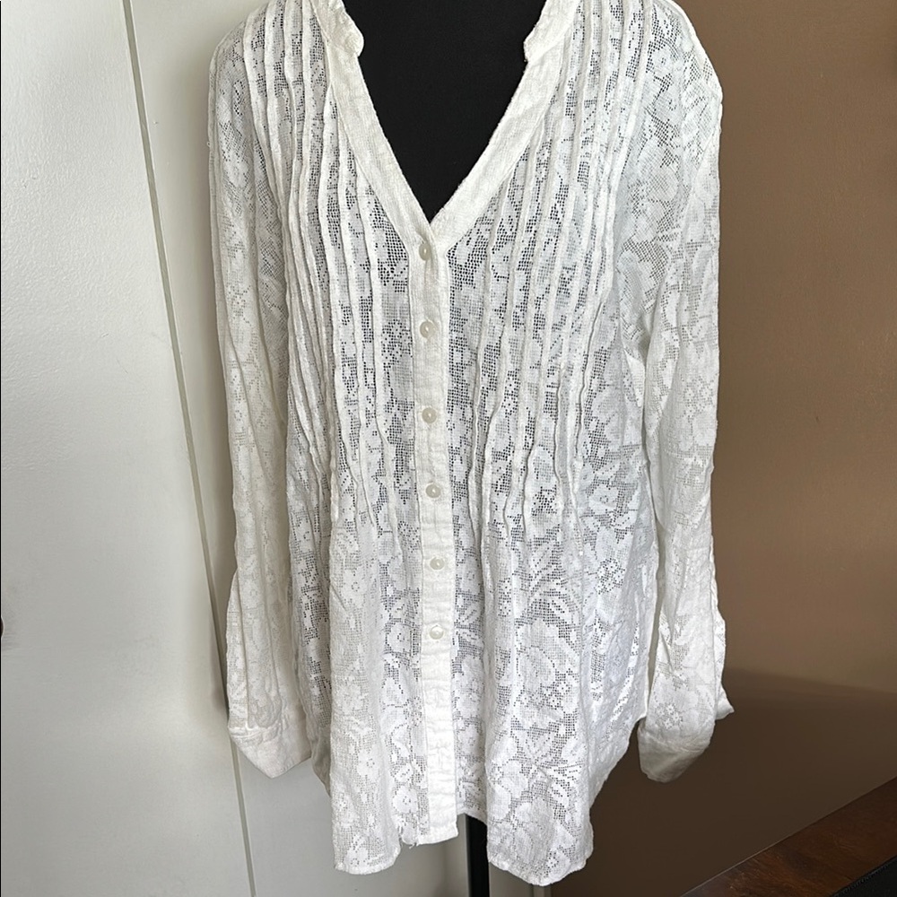 Style & Co Long Sleeve Lace Top